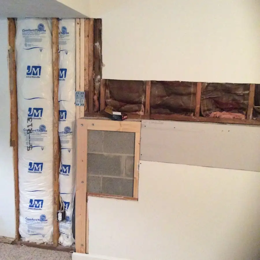 Wall insulation replacement during Basement Flood Cleanup in Kenner